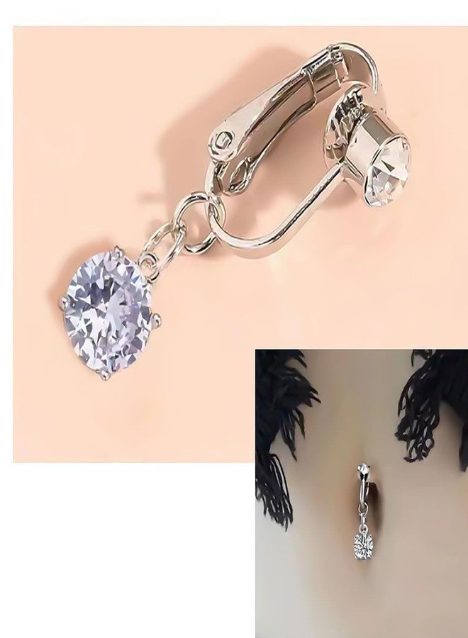 QERPON Stylish Zirconia Piercing Belly Button Clip Easy to Wear Navel Rings Adjustable Comfortable Coppers Body Jewelry - Image 3